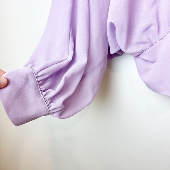 Zara | Semi-Sheer Lilac Fitted Waist Flowy Top - Picture 6 of 10